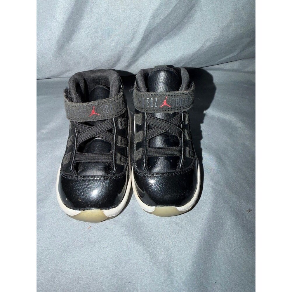 2015 Air Jordan 11 Retro 72-10 Toddler Size 5C Black Red 378040-002
